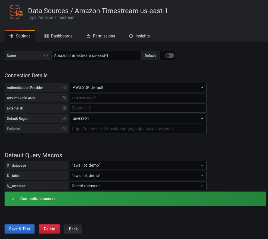 AWS Grafana Timestream