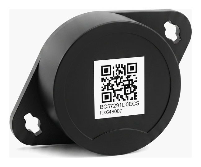 IoTReady ColdTag sensor with a QR code and serial number printed on its face